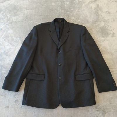 #ad John Henry Blazer Mens 48 Gray Herringbone Three Button Wool Blend Altered $19.28