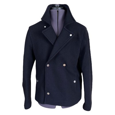 Raf Simons Navy Pea Coat Men s UK 42R EU52 100% Wool Snap Button Italy Jacket
