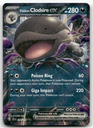 Paldean Clodsire ex #94/159 (Holo) (NM) SV09: Journey Together JTG Pokemon