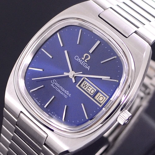 VINTAGE OMEGA SEAMASTER AUTOMATIC BLUE DIAL DAY/DATE DRESS MEN'S WATCH