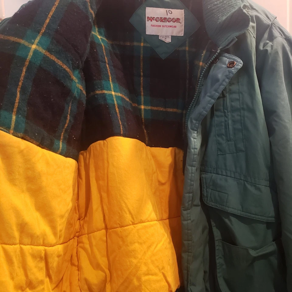 Chaqueta Bomber McGregor Vintage Años 80-90 Franela Verde Forrada Gruesa Invierno Mediana Foto 3 de 4