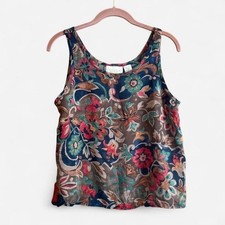 Victoria's Secret Silk Sleeveless Top Tank Floral Drapey Vintage Retro Women's S