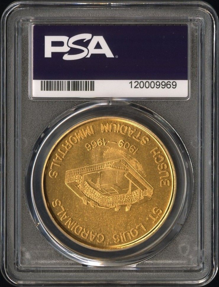 1966 St. Louis Cardinals Baseball Immortals STAN MUSIAL Pin Coin PSA 6 EX-MT