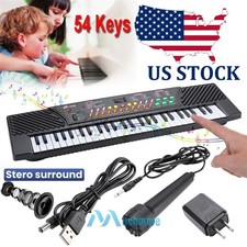 54 Key Digital Piano Keyboard Portable Electronic Instrument with Mic  Adapter