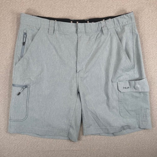 Huk Performance Fishing Shorts Mens XL Blue Ripstop Cargo Quick Dry Stretch