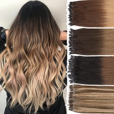 Nano Ring Ombre Remy Human Hair Extensions Micro Loop Link Bead Tip Hair Thick
