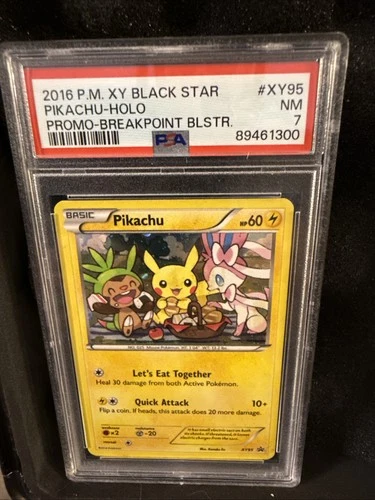 PSA 7 Pikachu Holo XY95 Black Star Promo 2016 Pokemon Breakpoint Blister Promo