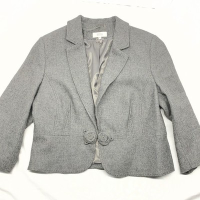 Marks & Spencer Wool Blend Blazer Jacket Grey Women's XL Old Money Coquette 