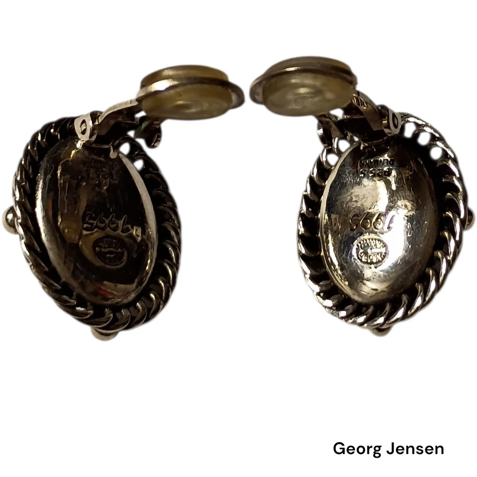 GEORG JENSEN 1995 Sterling Silver Earrings Clip-On 925 Accessory #610 - Image 3 of 4