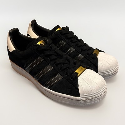 Adidas Superstar 50th Anniv Black Suede White Gold Accents EH1543 M 7 / W 9