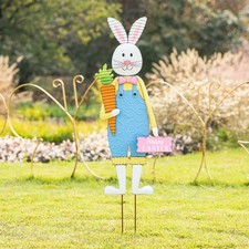 Easter Yard Signs with Stakes Garden Decoration, 36"H Metal Easter Bunny Boy ...