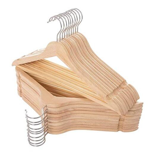 20 Solid Wood Suit Hangers with Smooth Finish - 20 Pack
