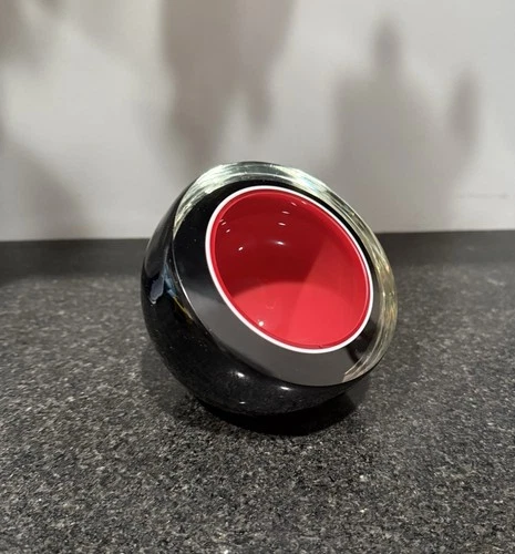 Vintage Mid Century Modern Art Glass Bowl, Murano Style Sommerso, Angled Opening