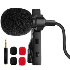 Omnidirectional Clip-on Lapel Mini Lavalier Mic Recording Microphone 3.5mm for