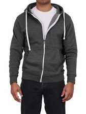 Mens Zipper Hoodie Plain Fleece Zip Up Top Hoody Sweatshirt Jacket Pockets