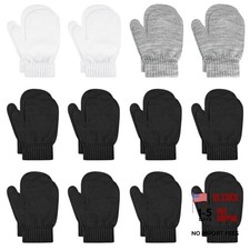 12 Pairs Toddler Mittens Kids Knit Warm Mittens Children Solid Mixcolor a