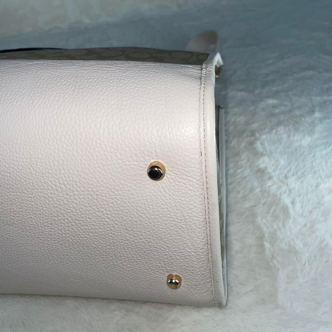 COACH Dempsey 40 Shoulder Bag 2way Leather Tote Bag Beige White  Authentic thumbnail 10