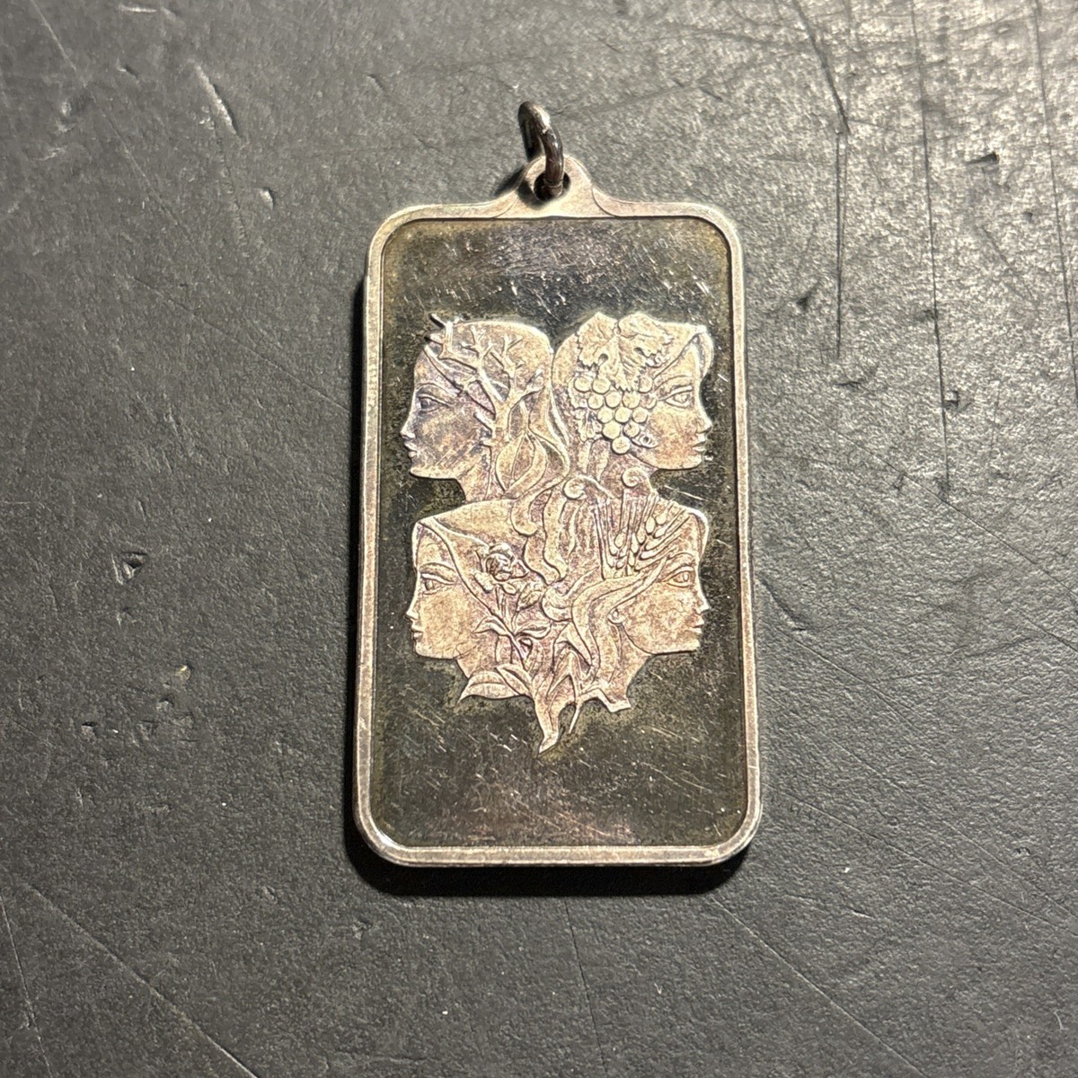 Vintage PAMP Suisse Four Seasons 1 Oz Silver Pendant Ingot Charm