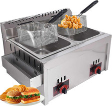 10 * 2L Large Capacity Gas Fryer, Stainless Steel LPG Fryer - Commercial Grade A