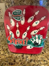 Vtg 2007 Kurt S Adler STRIKE! 11-Pc Glass Christmas Ornament Set Bowling Bowler