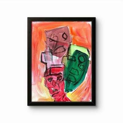 BPR Studio  Original Abstract Neo Expressionist Crowd Painting 14x11 Canvas