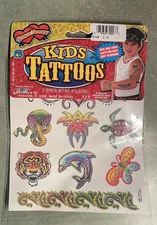 VTG Jaru Totally Tattoos Kids Snake Tiger Turtle Butterfly Flower tribal fire