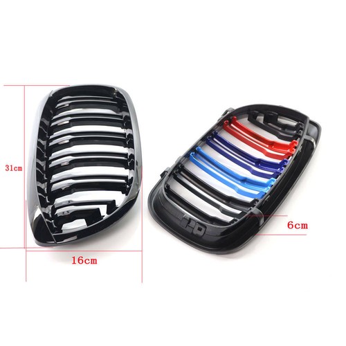 Für BMW E46 Coupe 320i 323i 2003-06 M-Farbiger Double Line Frontniere Gitter AF - Picture 3 of 8