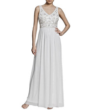 Sue Wong  Ivory Embellished Empire Chiffon Flare Skirt Formal Gown 6 NEW 498