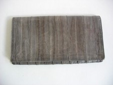 Genuine eelskin wallet gray grey Credit card bi fold check book EUC