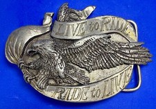 Live To Ride Ride To Live Eagle Motorcycle Biker Rider 1981 Bergamot Belt Buckle