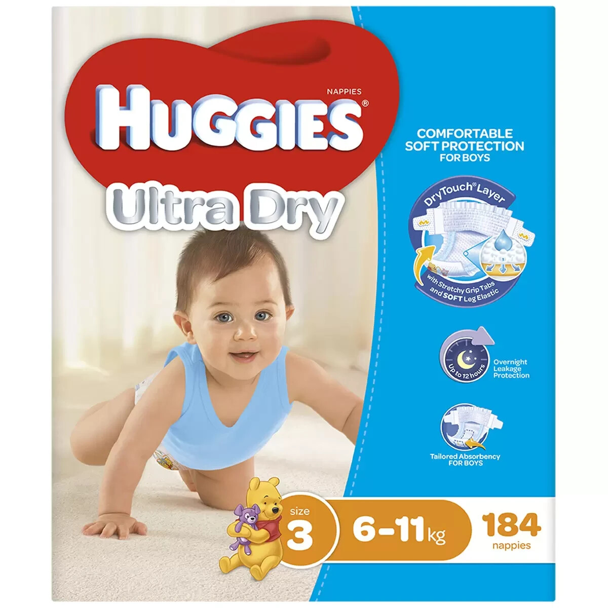 Huggies Boys' Ultra Dry Nappies Size Crawler (6-11kg) 184