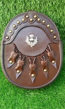 Scottish Handmade Real Brown Leather Luxury Scottish Kilt Sporran High Qyality