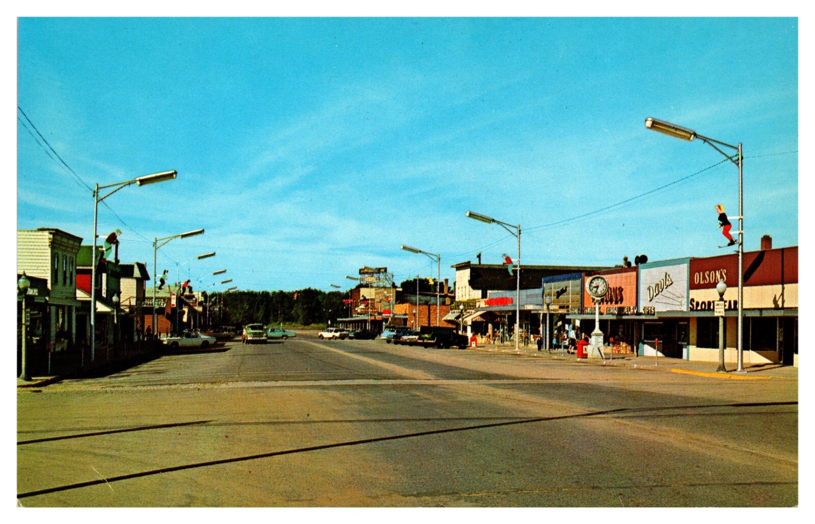 Grayling Michigan Street View Vintage Signs Clock 50s Cars Decorations A43 eBay