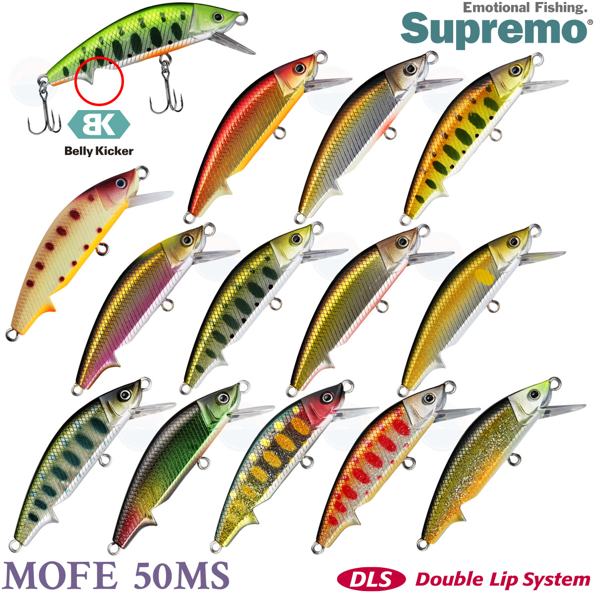 Supremo Mofe 50MS 6 g, 50 mm Assorted Colors Native Trout Sinking