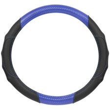 Motor Trend Ergonomic Leather Carbon Fiber Steering Wheel Cover Universal Blue Motor Trend Ergonomic Leather Carbon Fiber Steering Wheel Cover Universal Blue