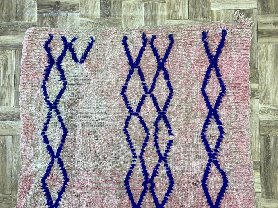 Vintage Runner Rug,Moroccan Tribal Area,Handmade Tribal Area,Berber Rug,4x5 ft - Image 4 of 4