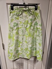 VTG Rare 70s Liza by Lilly Pulitzer Women's Small Green Wrap Around Skirt
