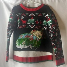 Ugly Christmas Sweater Kids XS 4/5 Holiday Time Santa Toys Driving