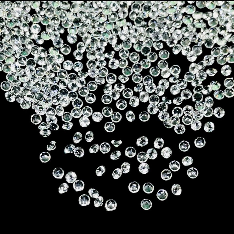 Lote de 100 piedras preciosas sueltas calibradas corte diamante redondo 2 mm topacio blanco natural Foto 2 de 4