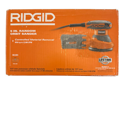 RIDGID R26011 5'' Random Orbit Sander NEW IN BOX NEVER USED plus some bonus disks