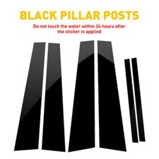 Black Pillar Posts for Honda Accord 08-12 4dr Sedan 6pcs Set Door Trim Covers