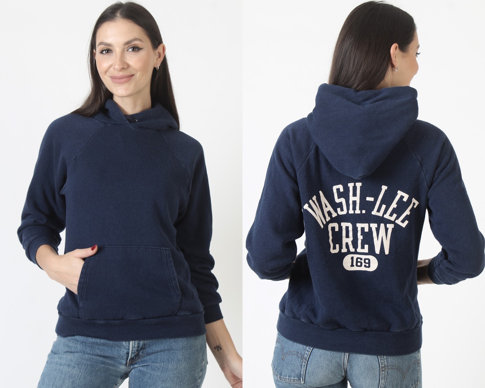 FILA Felpa con cappuccio vintage Champion Washington Lee College Crew Rowing Hoodie M