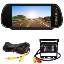 Auto Reversing 7Inch Screen Mirror Rear View Monitor Backup Camera 12-24v Van RV