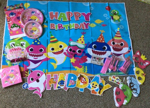 Baby Shark Birthday Party Supplies Banner Cupcake Picks Plates Backdrop Tablew Ebay Baby Shark Birthday Party Supplies Banner Cupcake Picks Plates Backdrop Tablew Ebay