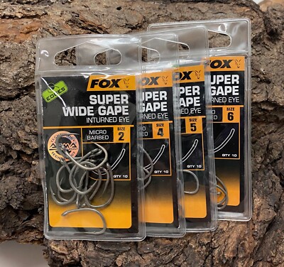 Fox Edges Super Wide Gape Inturned Eye Gr. 6 5 4 2 Karpfenhaken Carp Hooks NEW