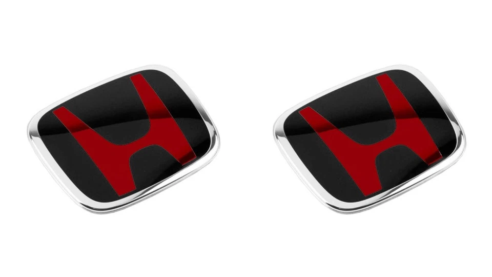 Insignia emblema roja trasera delantera negra genuina 2 piezas Civic cupé 2012-2015 Foto 3 de 4