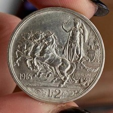 VITTORIO EMANUELE III 2 LIRE 1916 QUADRIGA ARGENTO SILVER ALTA CONSERVAZIONE
