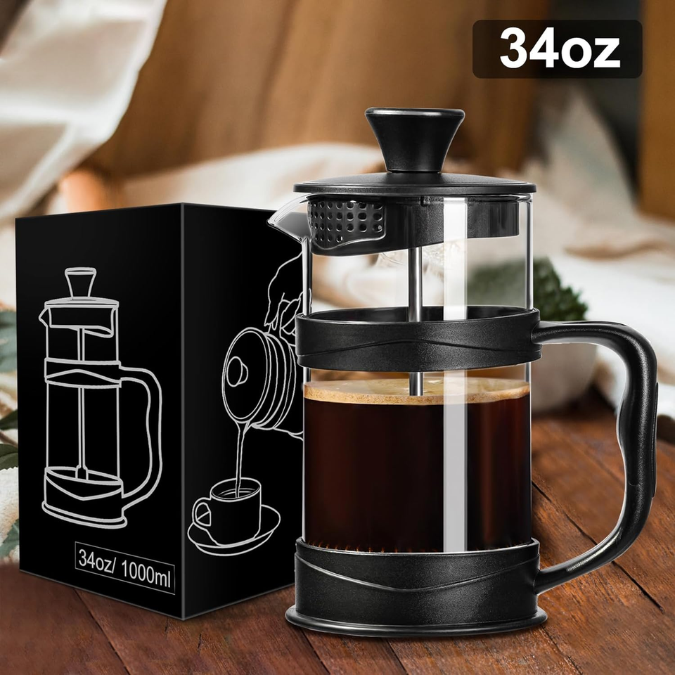 French Press Coffee Maker 34Oz, Coffee Press with 3 Filters Screen