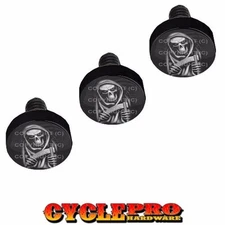 Black Billet Fairing Windshield Hardware Kit Harley Touring - GRIM REAPER SKULL