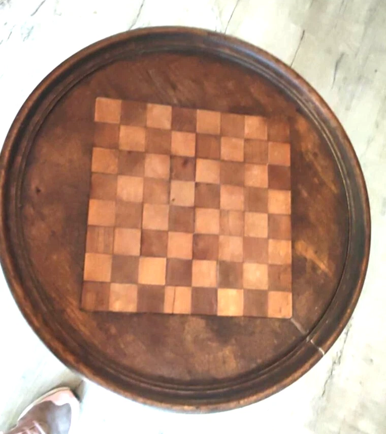 RARE ANCIENNE TABLE NAPOLEON GUERIDON A JEU DE DAME MARQUETERIE - Photo 2/4